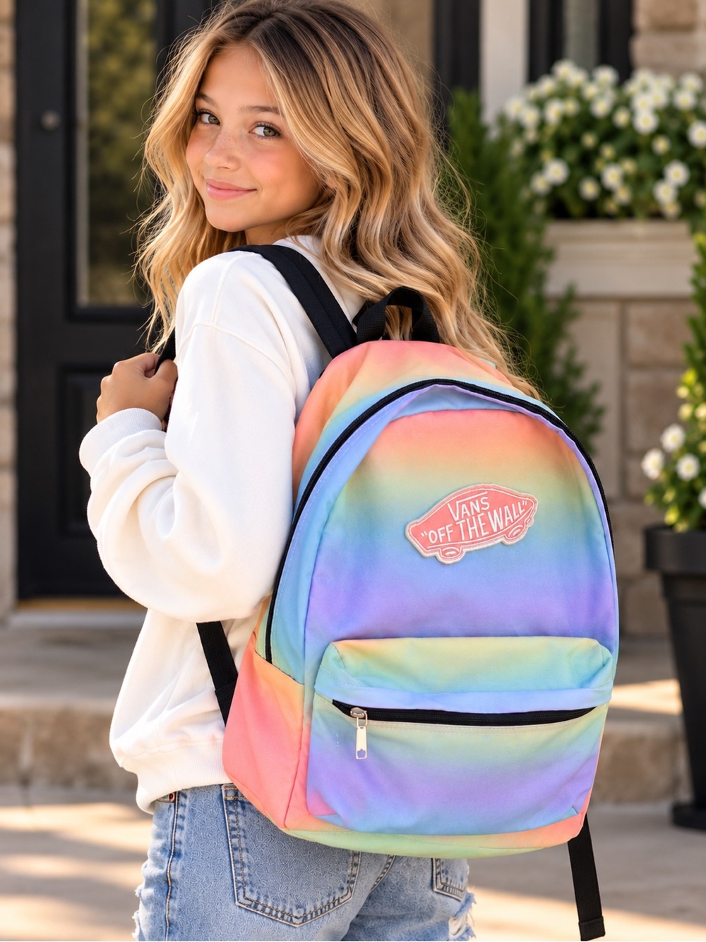 Vans Kids Rainbow Ombre Backpack - Pink Orange Yellow Green Blue Purple